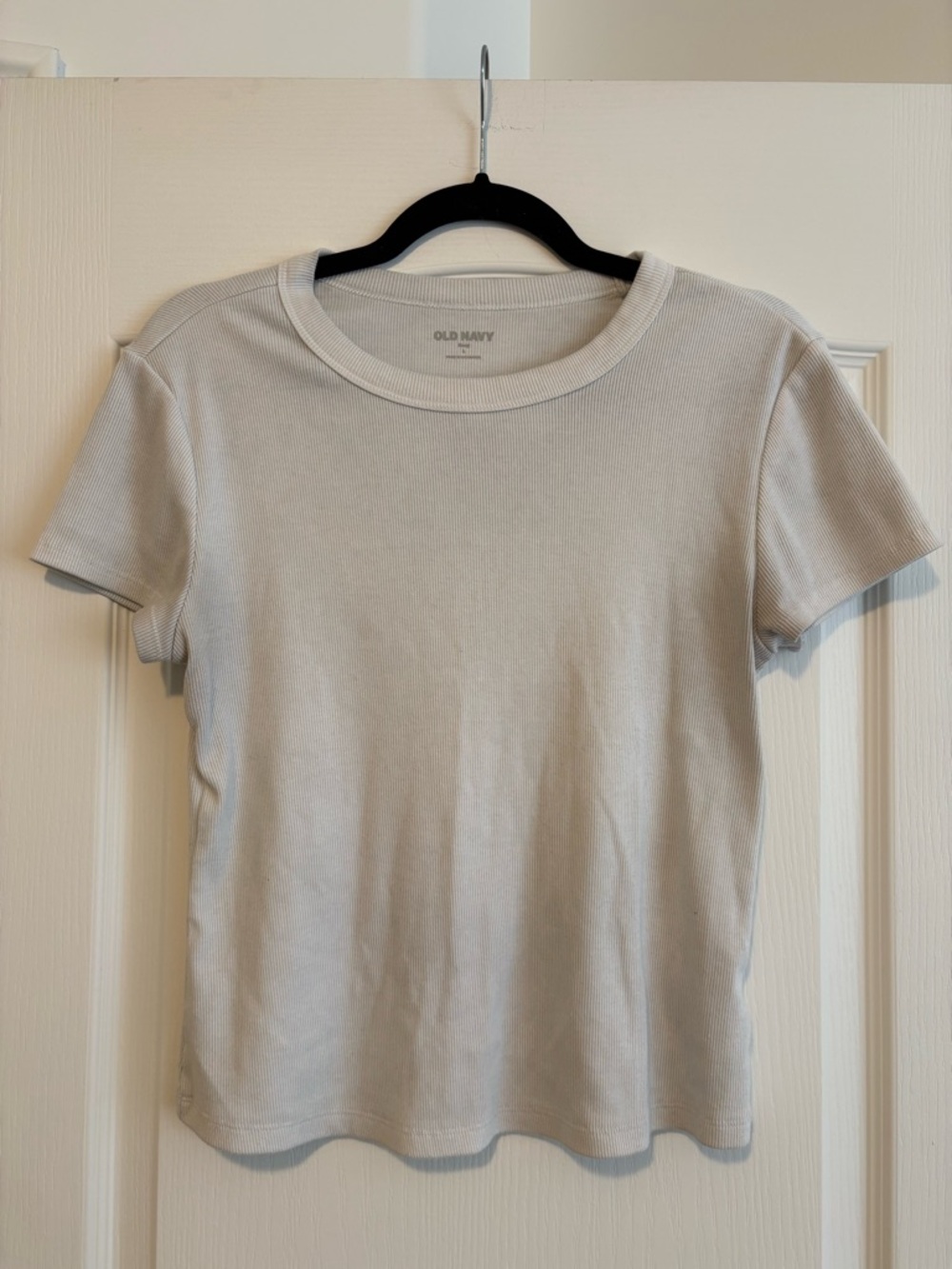 Old Navy Women's Ribbed Crewneck Tee - Light Gray